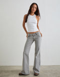 Low Rise Bell Bottom Flare Jeans in Bleached Grey