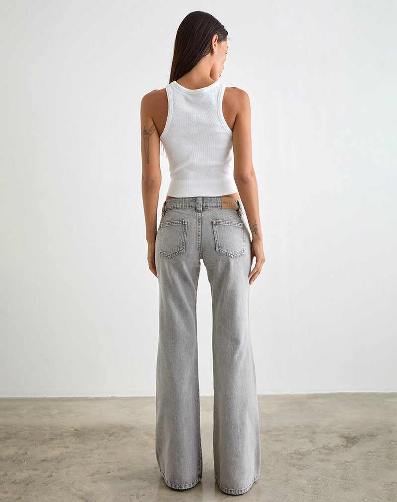 Low Rise Bell Bottom Flare Jeans in Bleached Grey