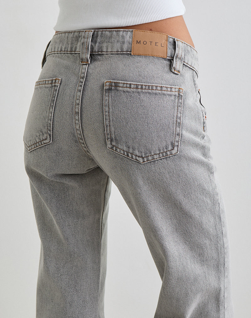 Low Rise Bell Bottom Flare Jeans in Bleached Grey
