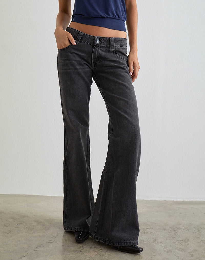 Low Rise Bell Bottom Flare Jeans in Vintage Black