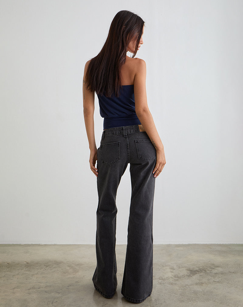 Low Rise Bell Bottom Flare Jeans in Vintage Black