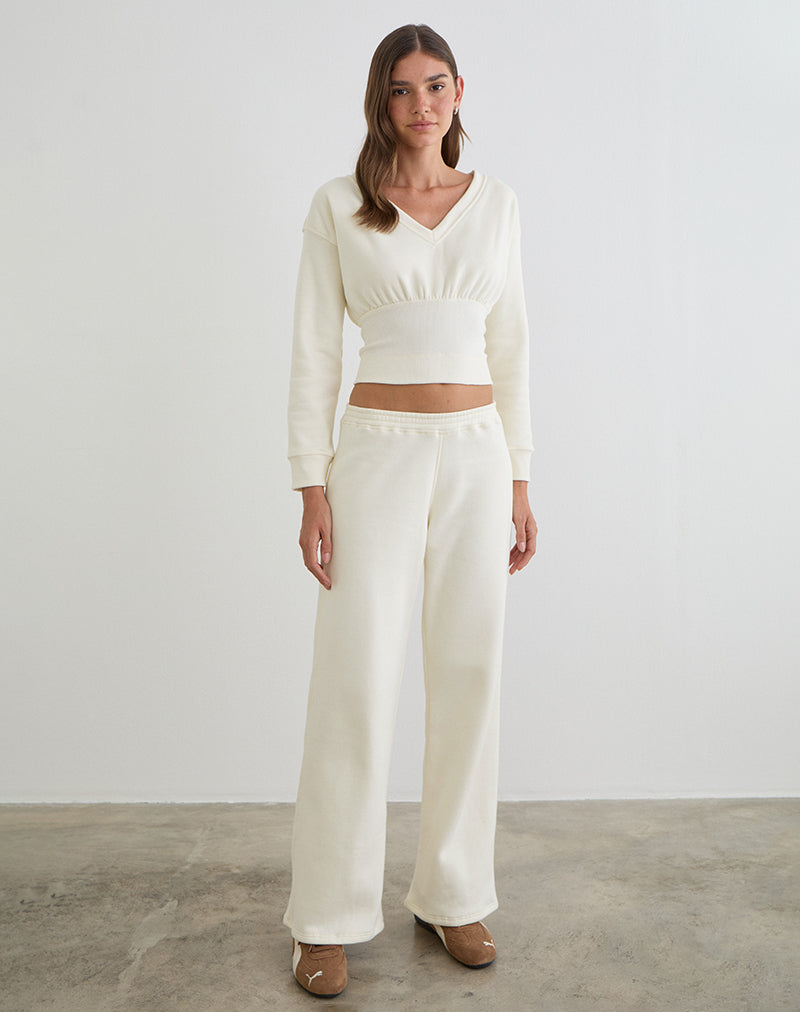 Cille Loose Jogger in Fleece Winter White