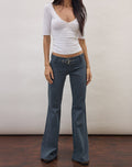 Buckle Flare Trouser in Air Force Blue