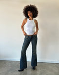 Extra Low Rise Flare Jeans in Dirty Green