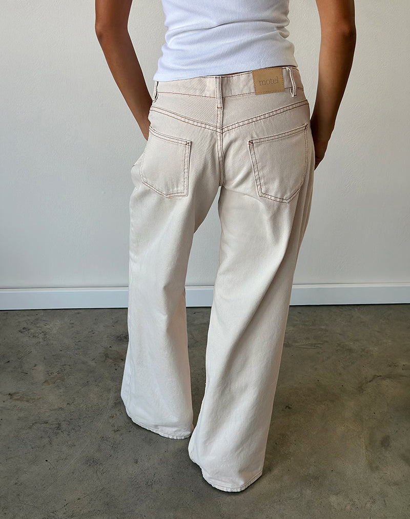 Roomy Extra Wide Low Rise Jeans in Off White