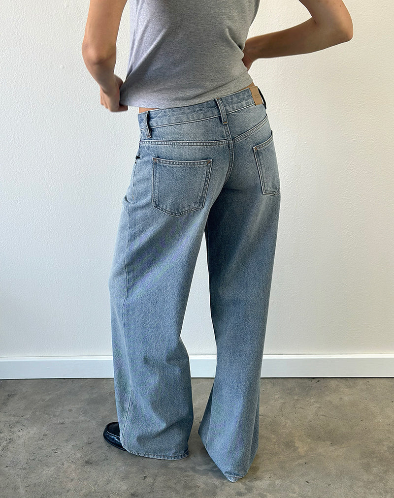 Low Rise Roomy Jeans in Bright Blue Used
