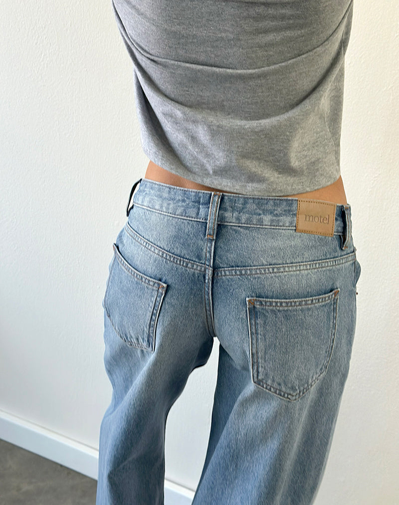 Low Rise Roomy Jeans in Bright Blue Used