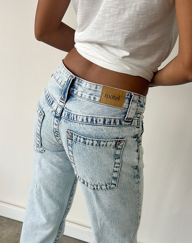 Low Rise Twisted Seam Jeans in 80's Blue Wash