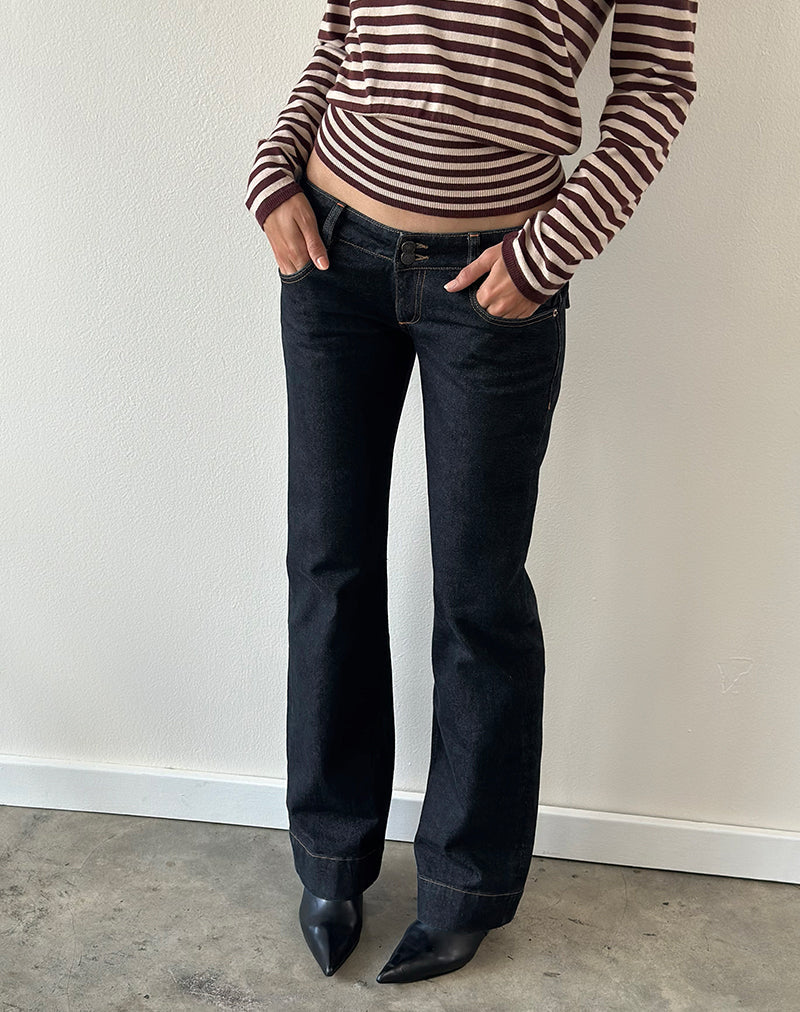 Low Rise Bootcut Jeans in Indigo