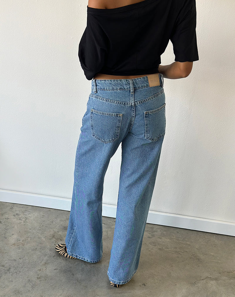 Low Rise Parallel Jeans in Blue Stone