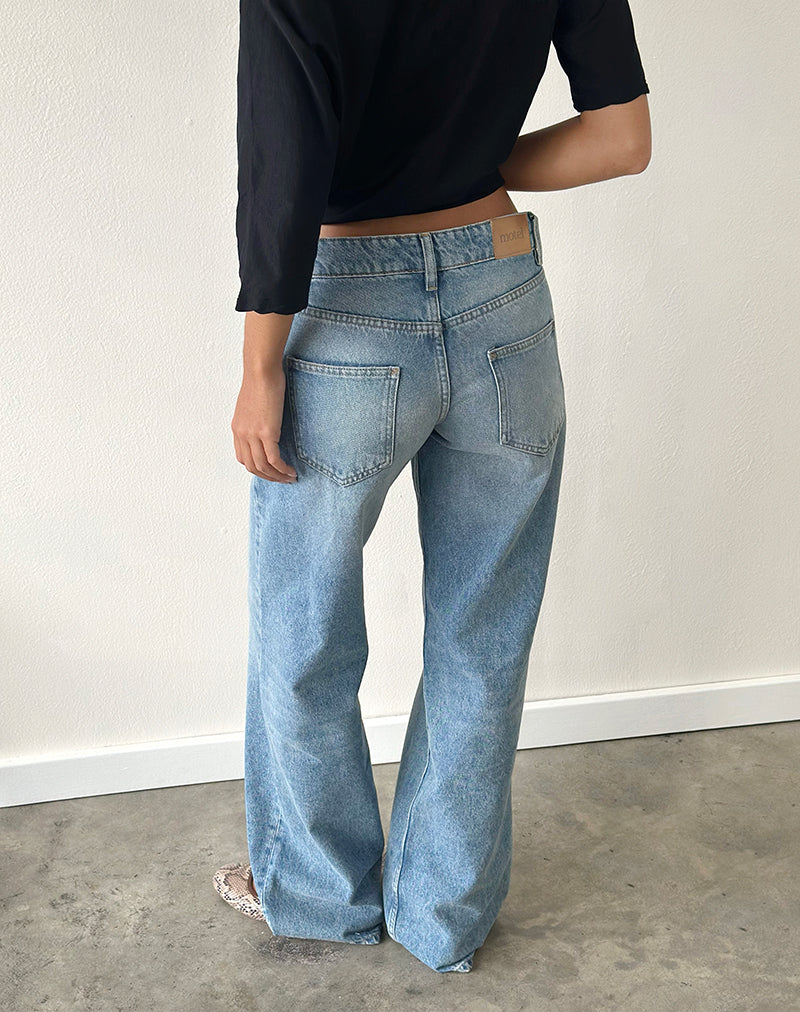 Low Rise Parallel Jeans In Bright Blue Used