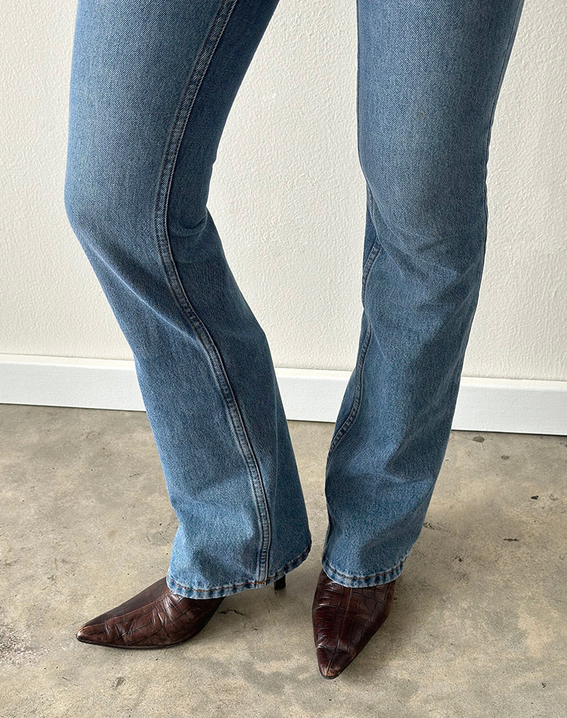 Ultra Low Rise Flare Jean in Slate Blue