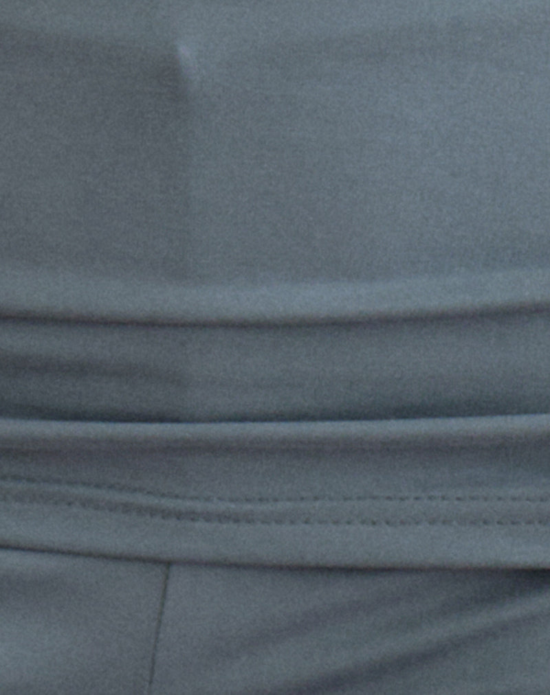 Jacita Low Rise Flared Trousers in Cupro Dark Teal
