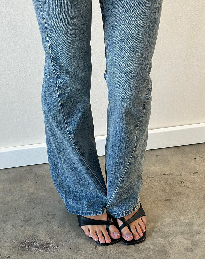 Extra Low Rise Twisted Seam Jeans in True Blue