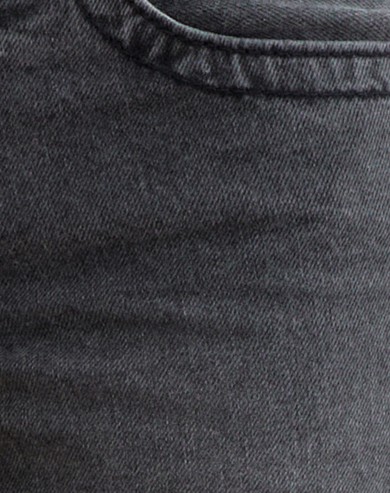 Low Rise Twisted Seam Jeans in Washed Black Grey