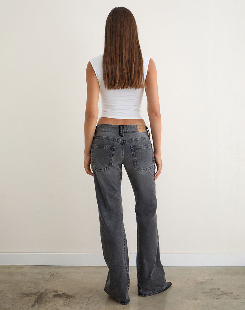 Low Rise Twisted Seam Jeans in Washed Black Grey
