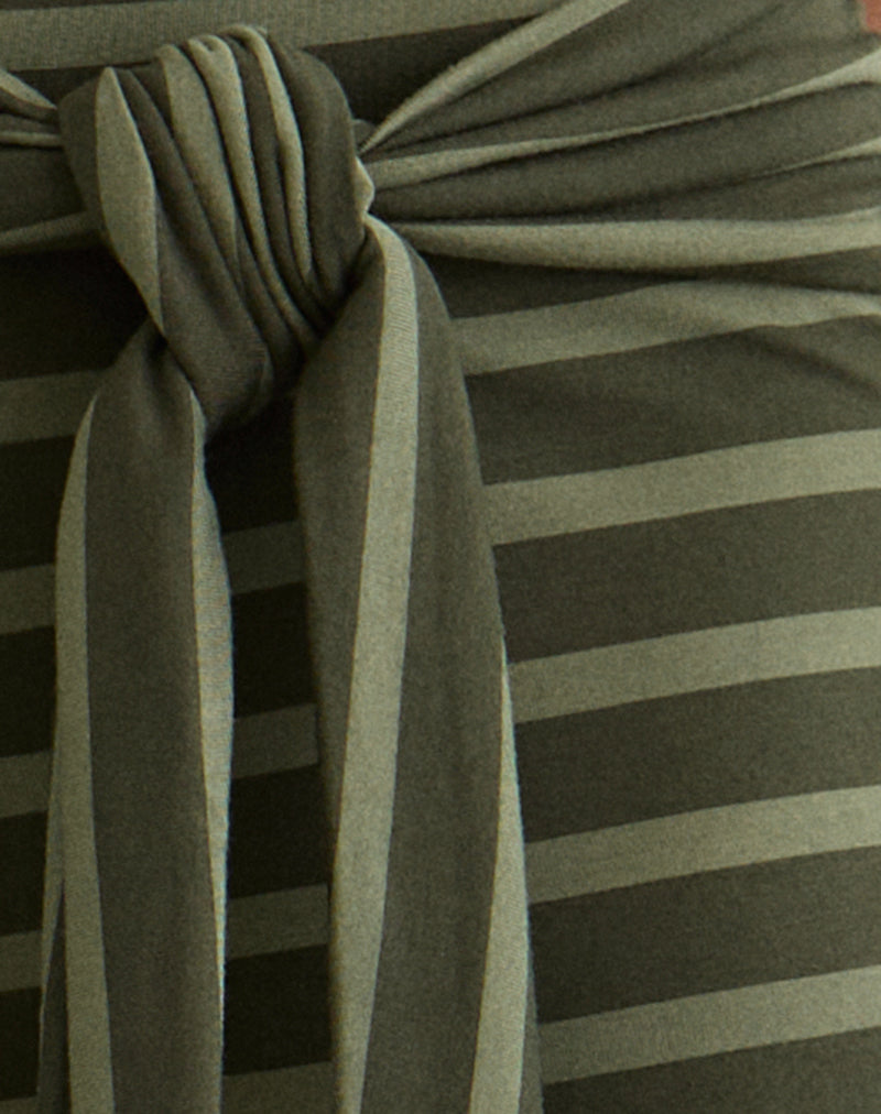 Esata Wrap Trouser in Wide Stripe Green