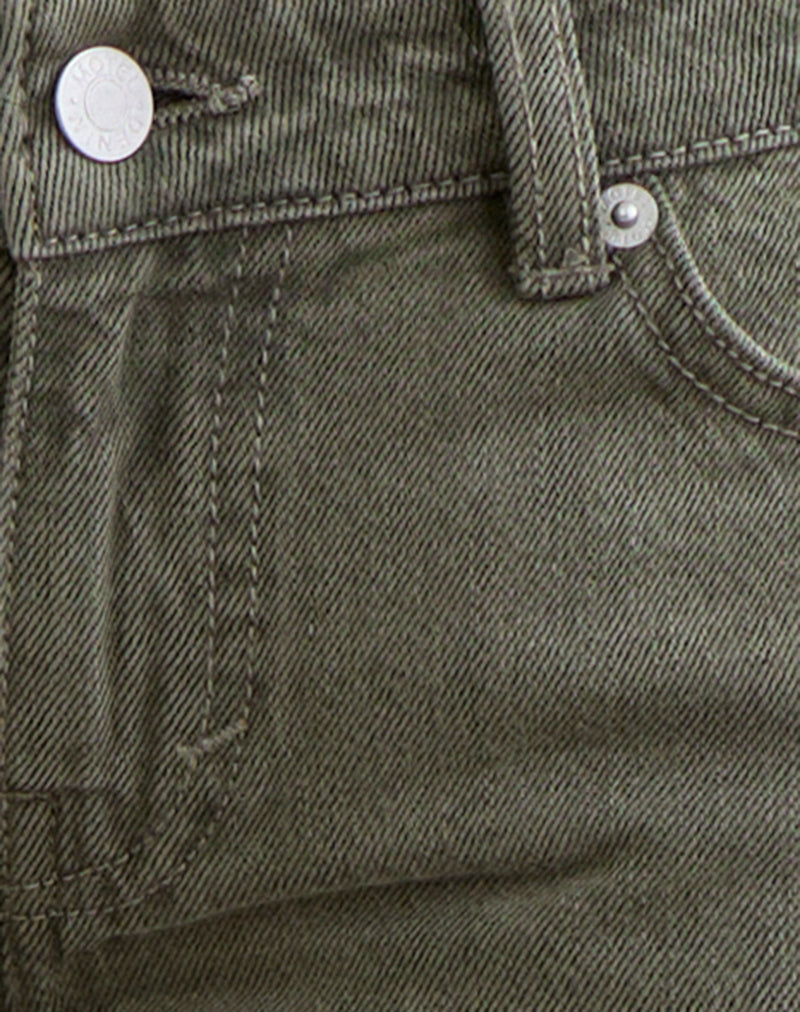 Extra Low Rise Flare Jeans in Olive