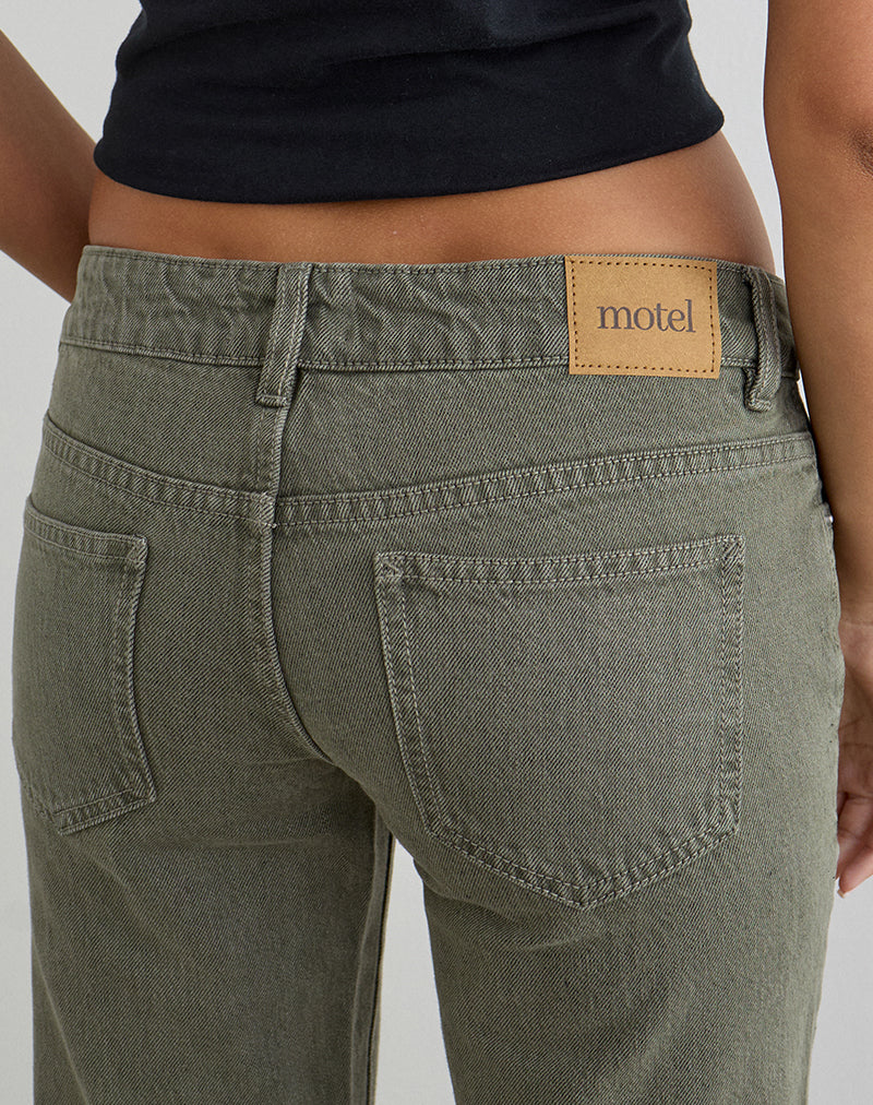 Extra Low Rise Flare Jeans in Olive