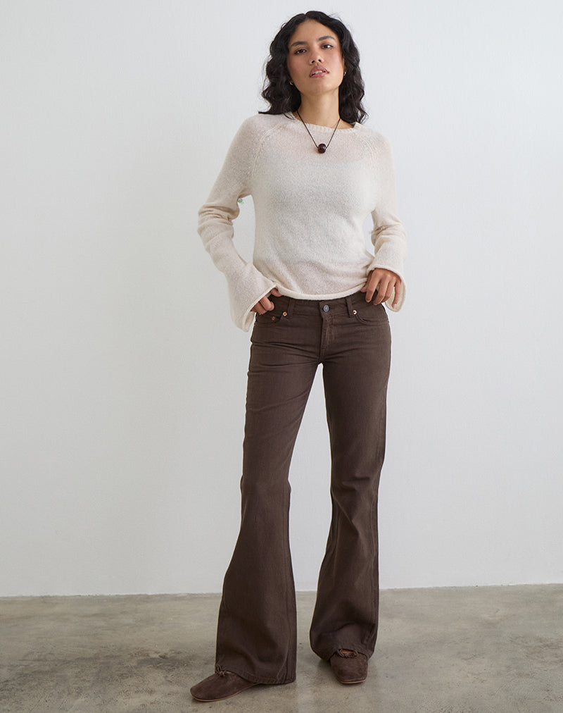 Extra Low Rise Flare Jeans in Dark Chocolate