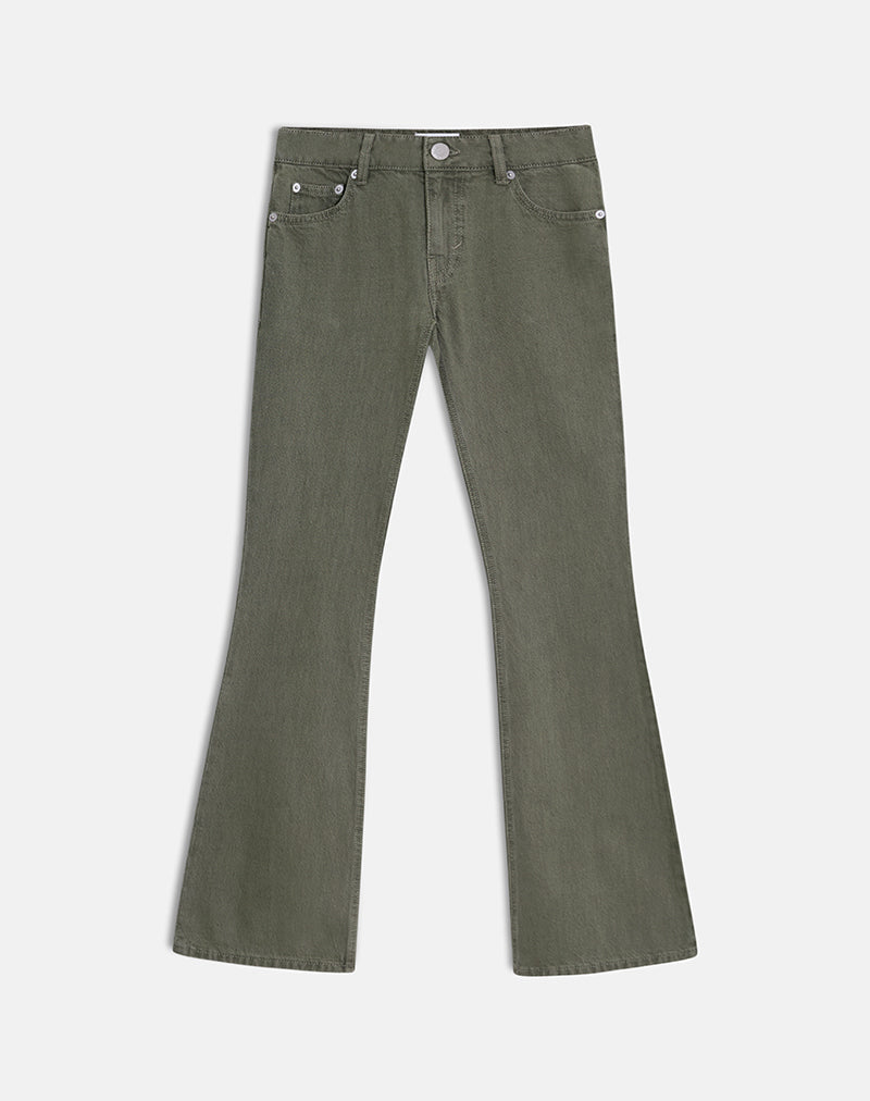 Extra Low Rise Flare Jeans in Olive