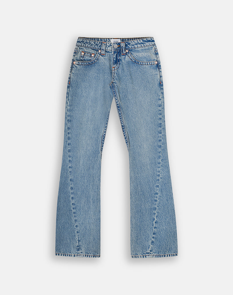 Extra Low Rise Twisted Seam Jeans in True Blue