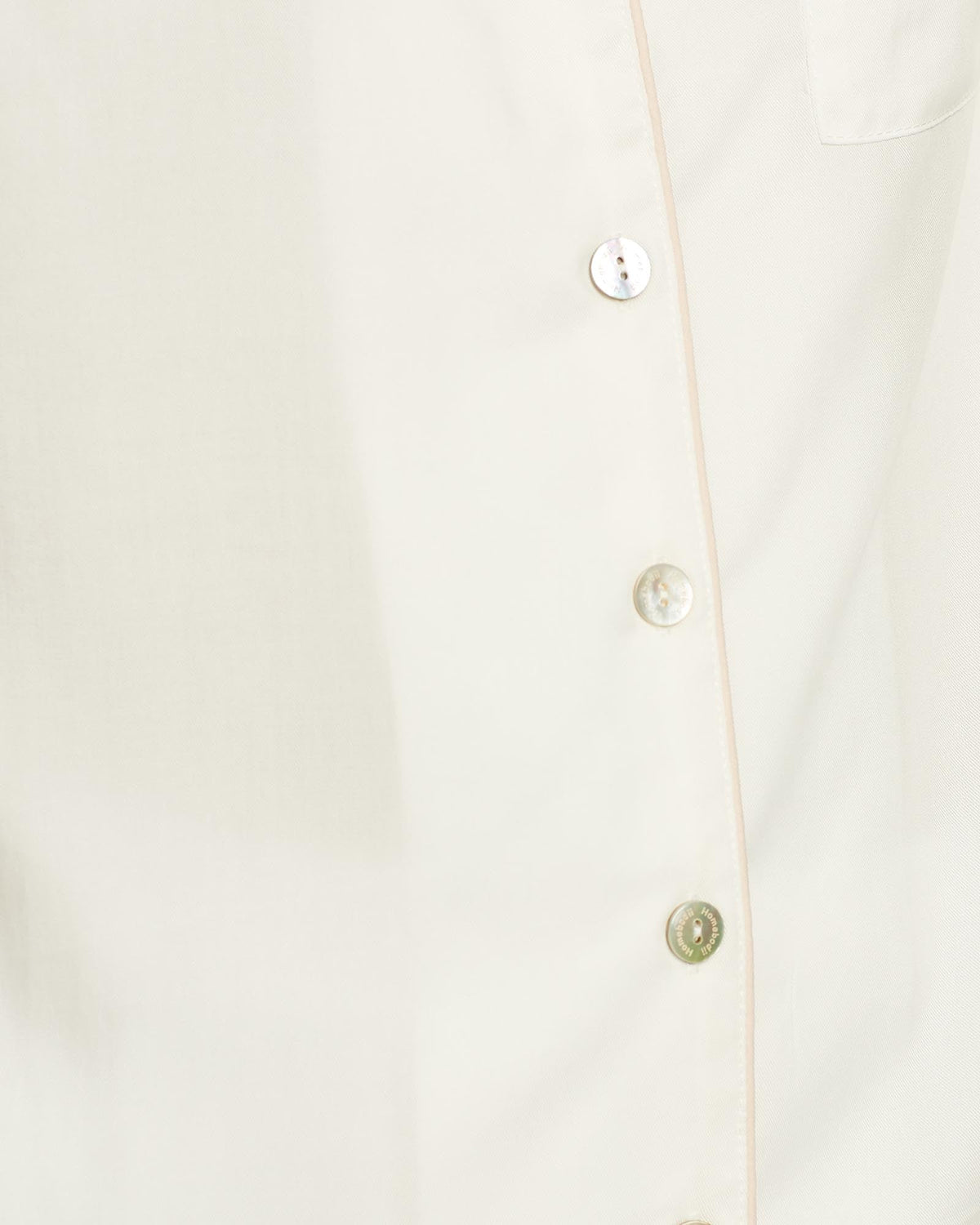 Eva Short Tencel™ Pyjama Set - White with Blush Piping