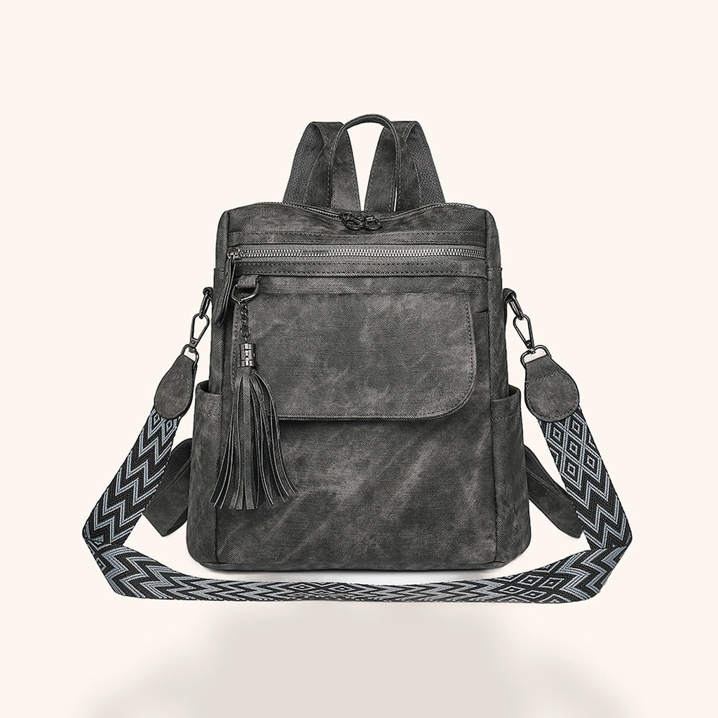 Sac à Dos Rétro Effet Délavé à Pompon
