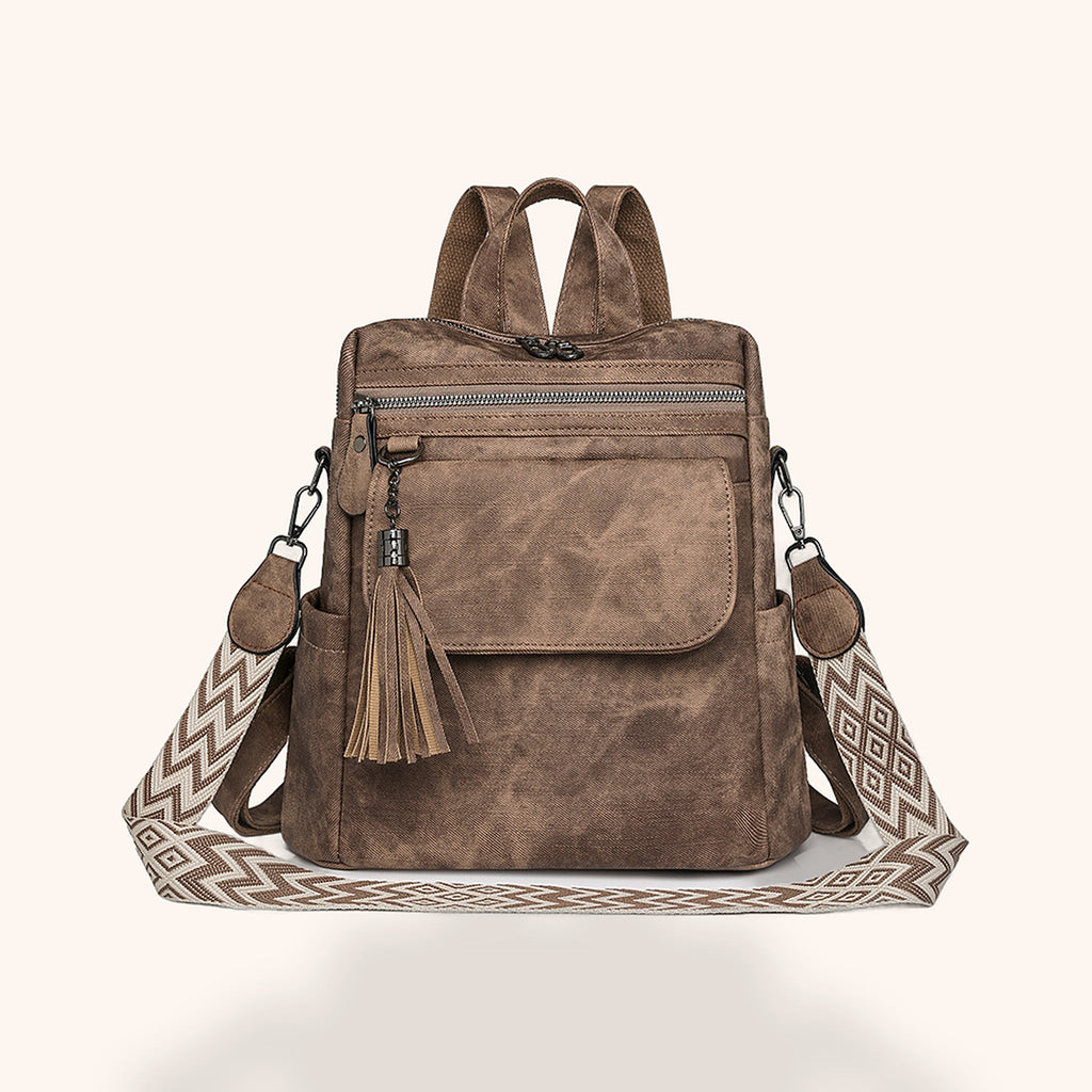 Sac à Dos Rétro Effet Délavé à Pompon