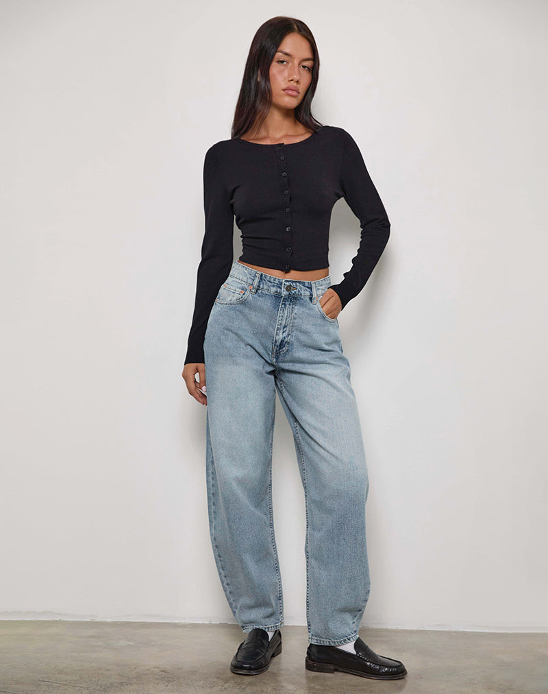High Rise Barrel Jean in Blue