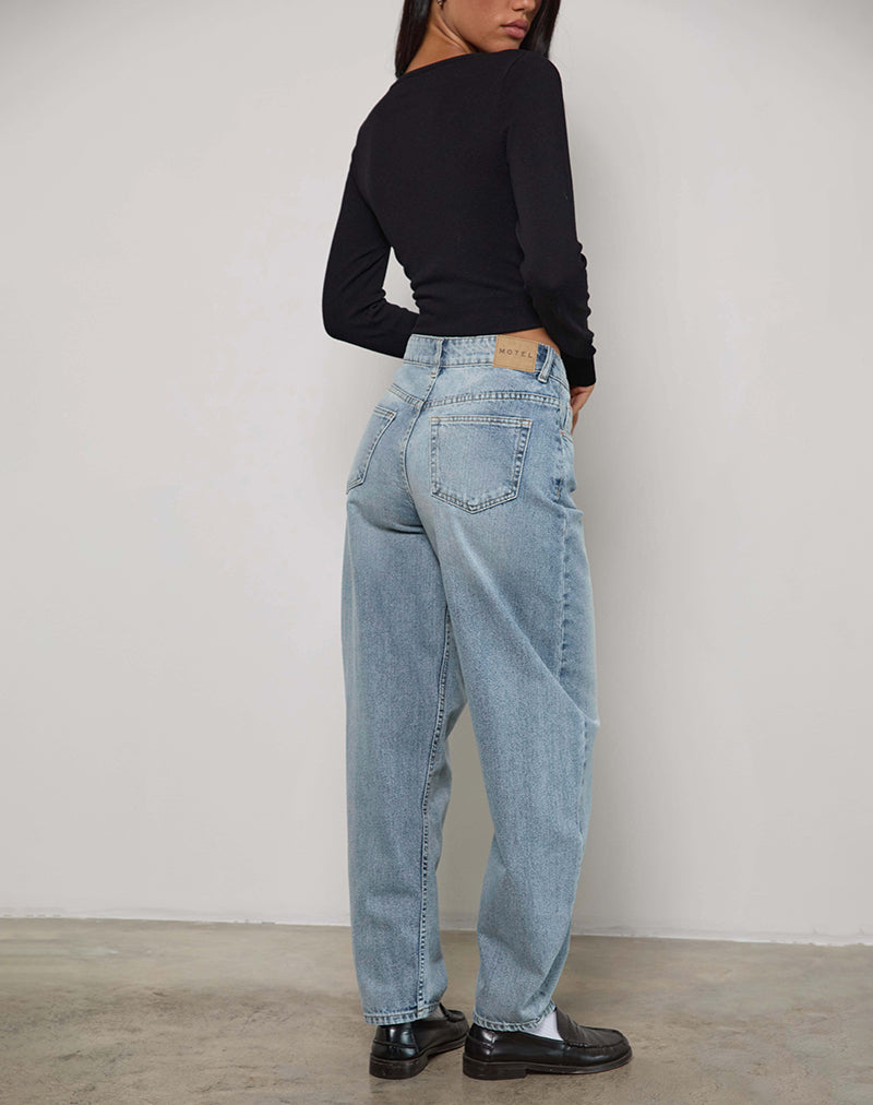 High Rise Barrel Jean in Blue