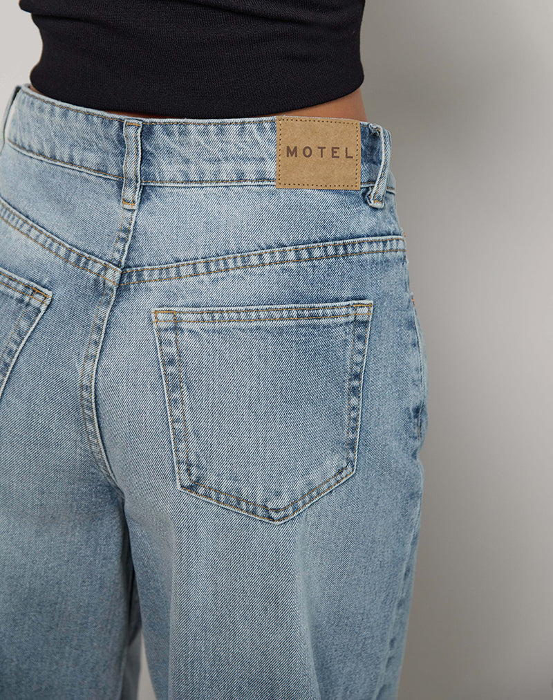 High Rise Barrel Jean in Blue