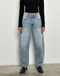 High Rise Barrel Jean in Blue