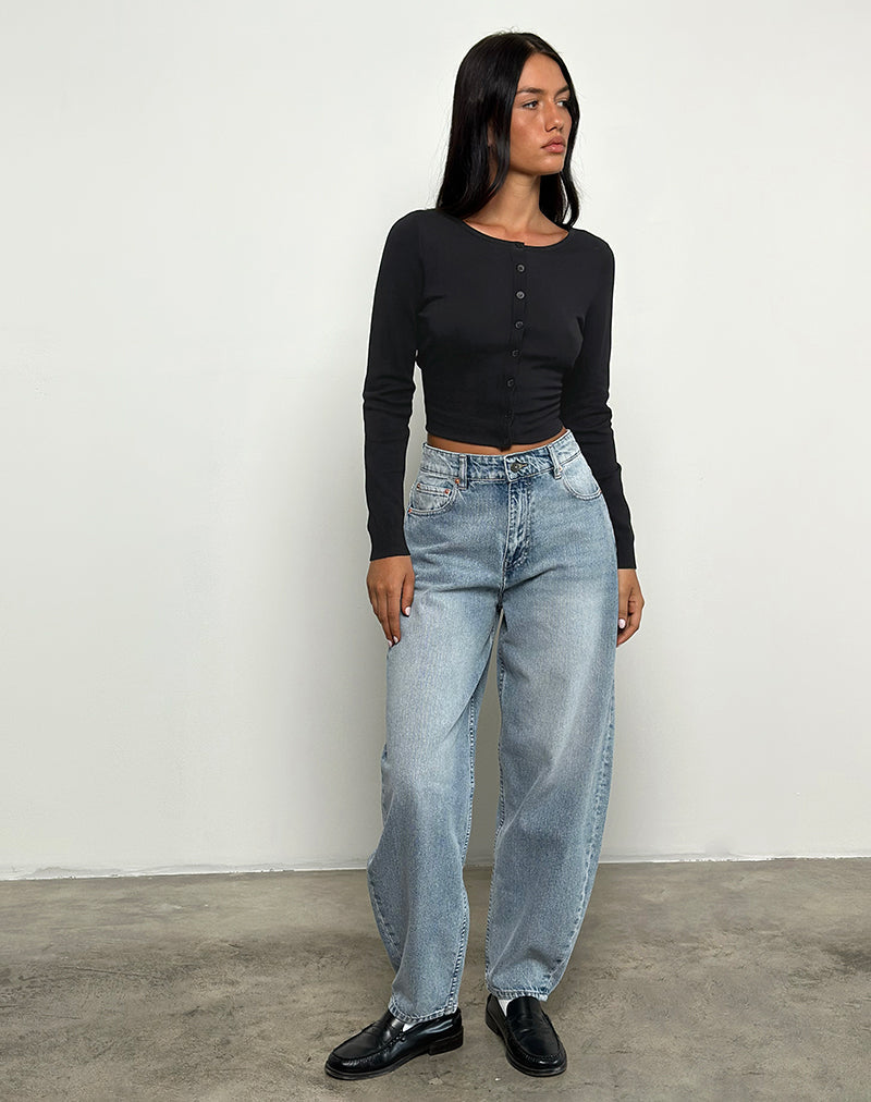High Rise Barrel Jean in Blue