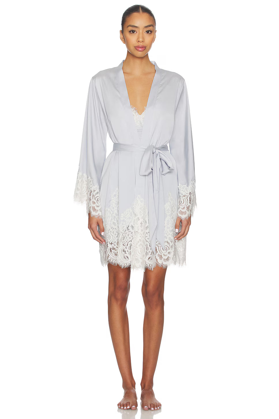 Peyton Short Lace Robe  - Eggshell Blue