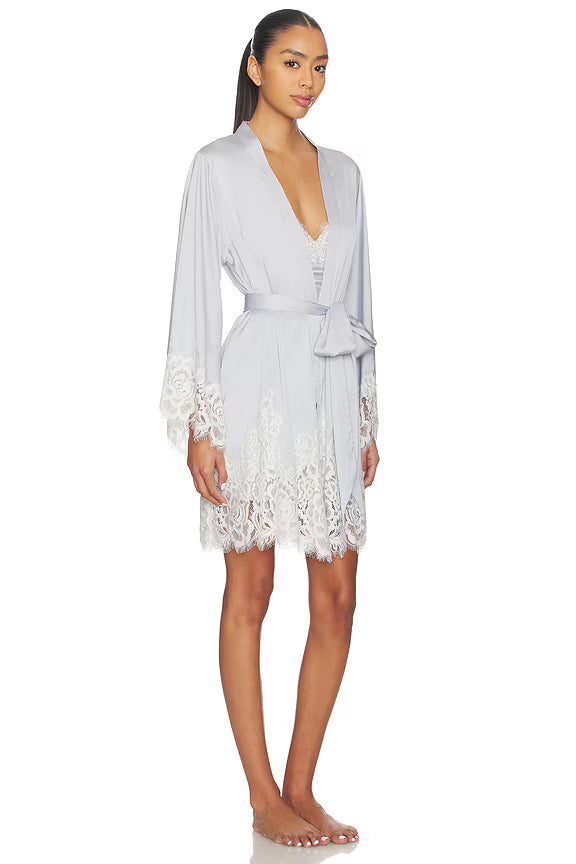 Peyton Short Lace Robe  - Eggshell Blue