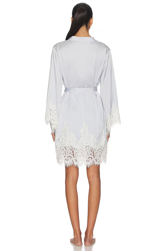 Peyton Short Lace Robe  - Eggshell Blue
