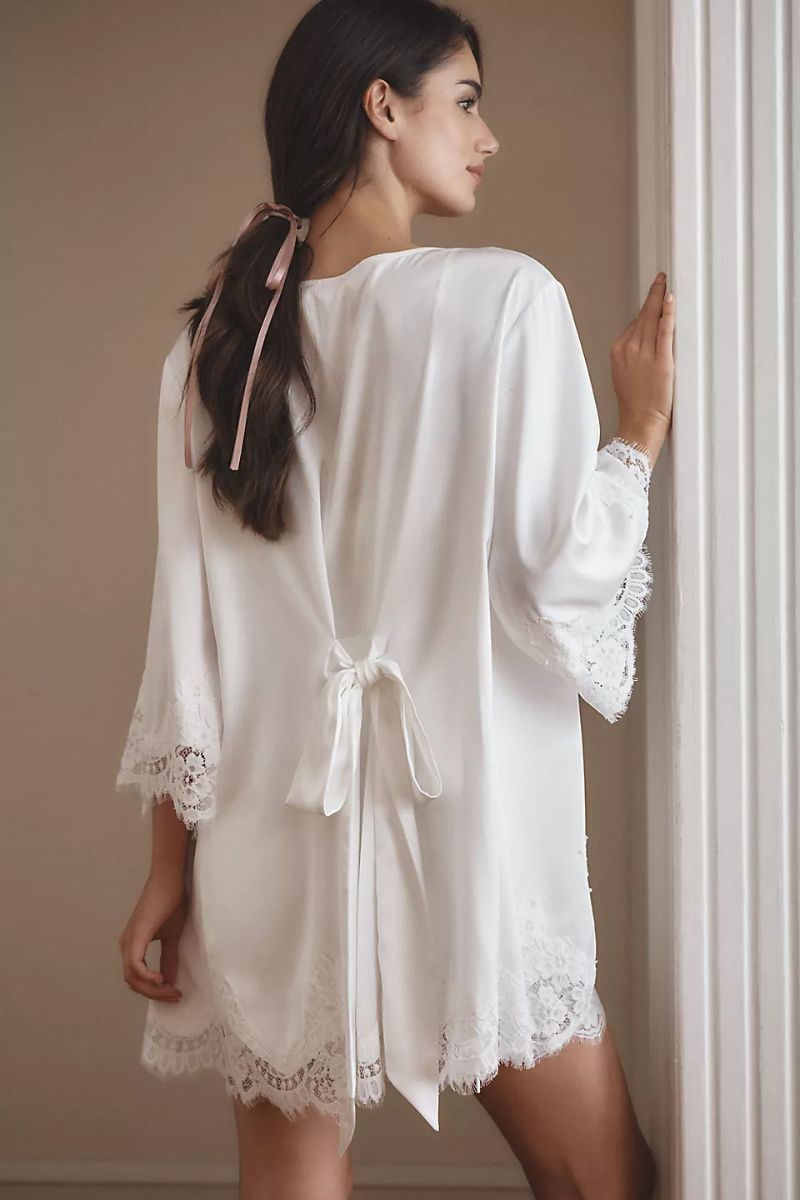 Sian Mini Lace Robe - White