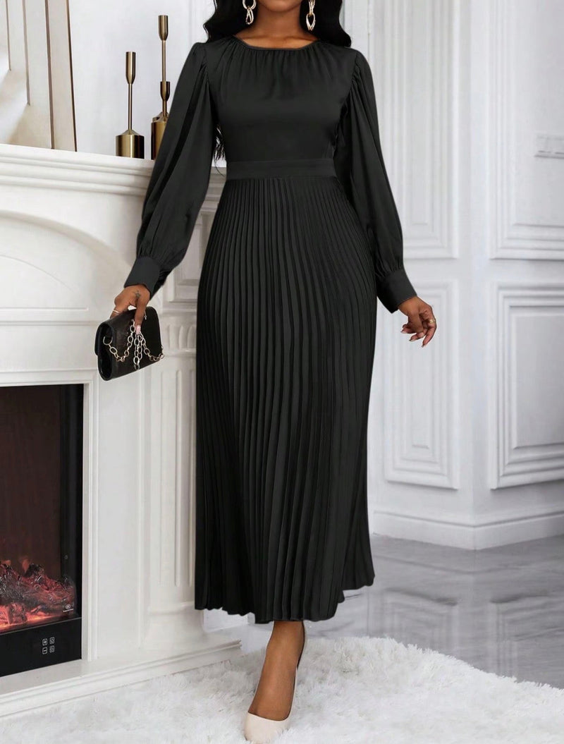 Joséphine — Pleated Long-Sleeve Maxi Dress