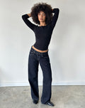 Low Rise Parallel Jeans in Indigo with Contrast Stitch