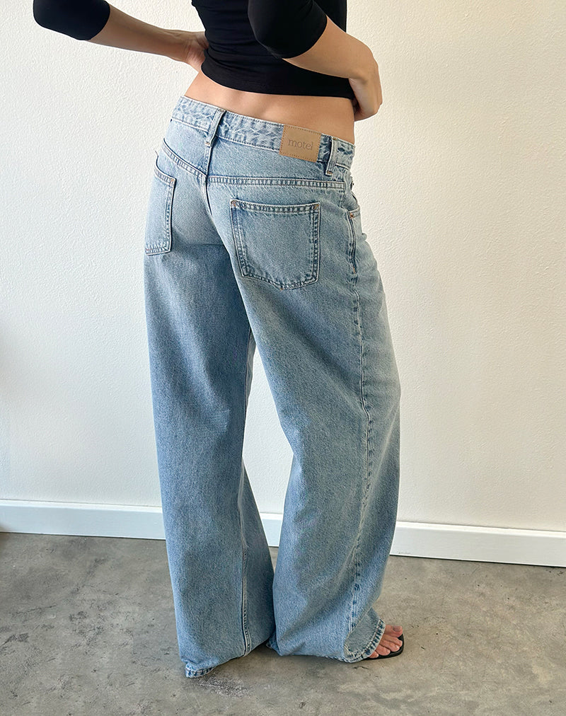 Roomy Extra Wide Low Rise Jeans in Vintage Blue Wash