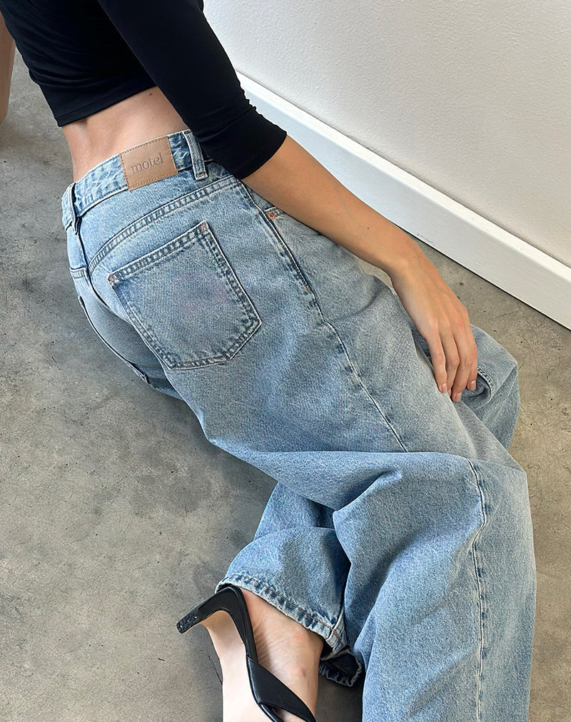 Roomy Extra Wide Low Rise Jeans in Vintage Blue Wash