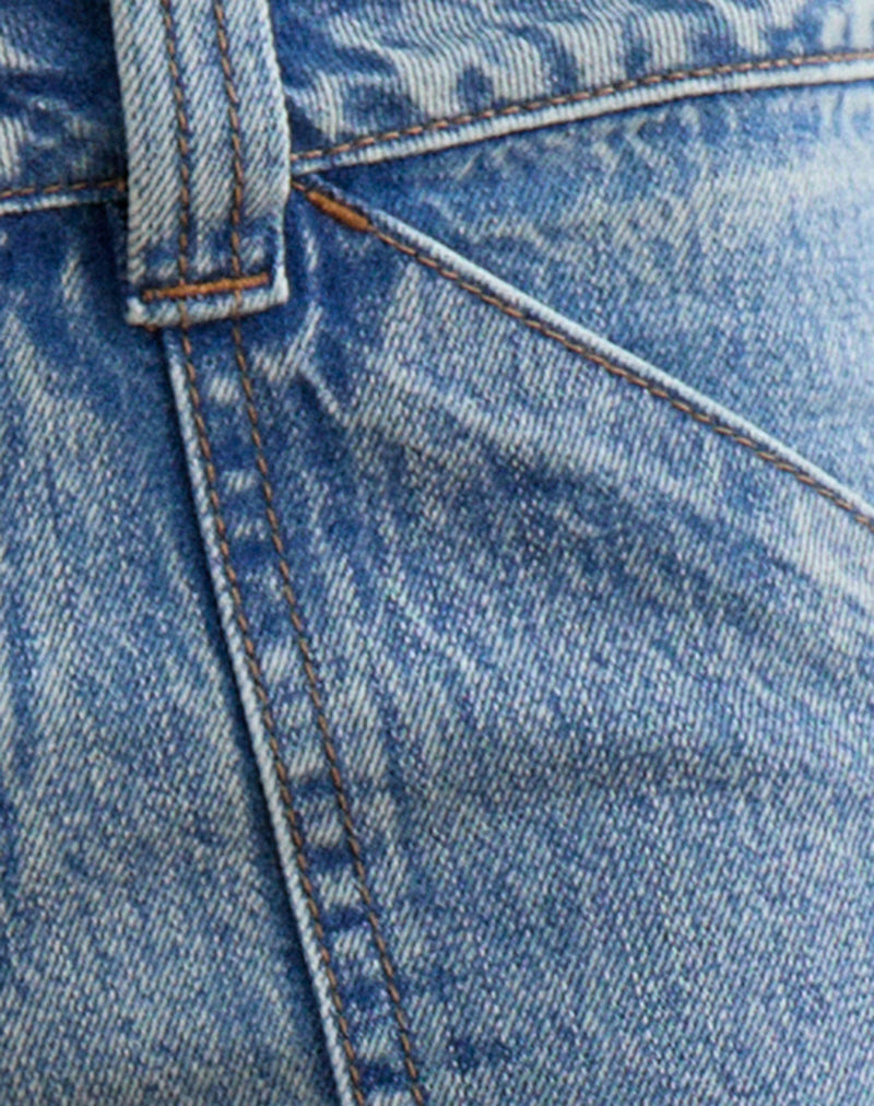 Low Rise Relaxed Cargo Jeans in True Blue