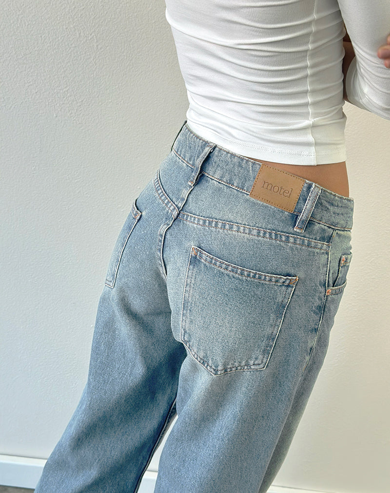 Roomy Extra Wide Low Rise Jeans in Vintage Blue Green