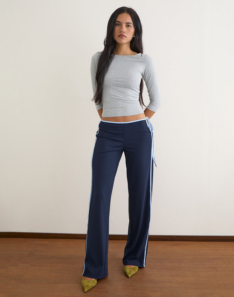 Evander Trouser in Navy with Light Blue Stripe