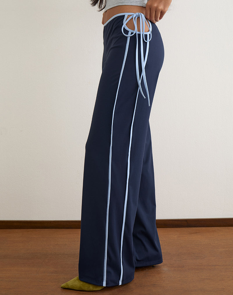 Evander Trouser in Navy with Light Blue Stripe