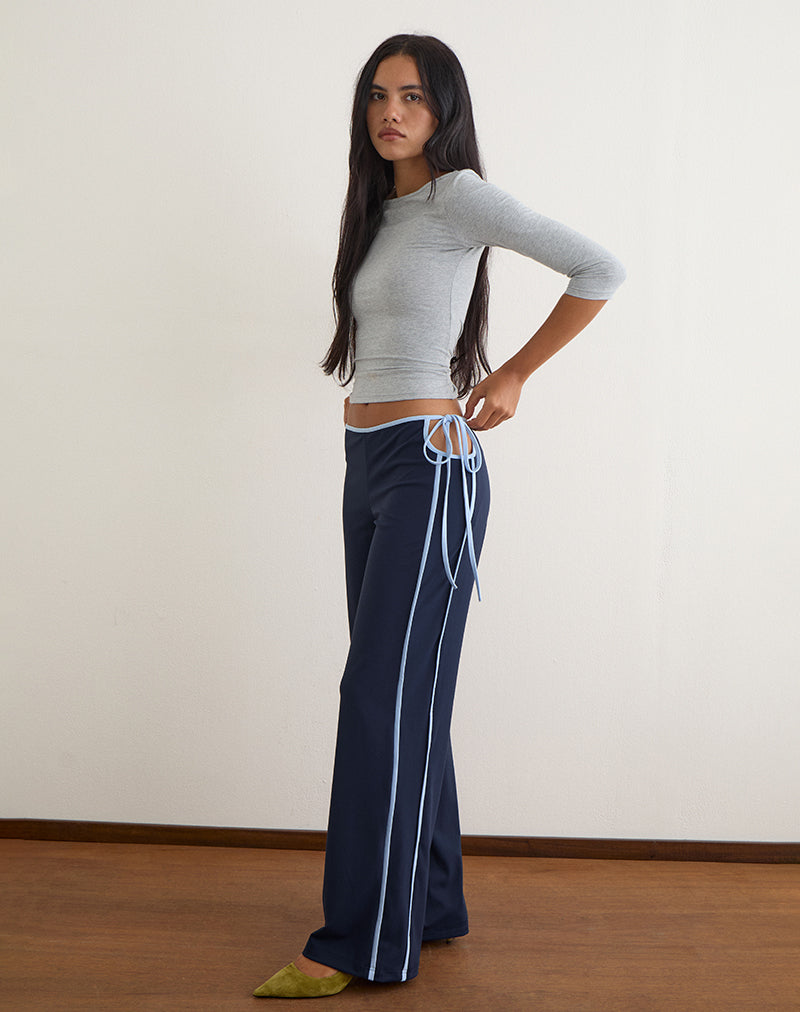 Evander Trouser in Navy with Light Blue Stripe