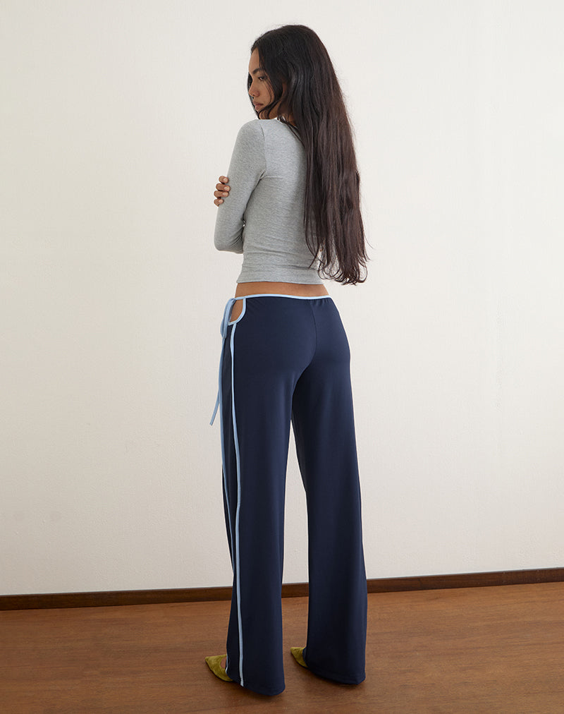 Evander Trouser in Navy with Light Blue Stripe