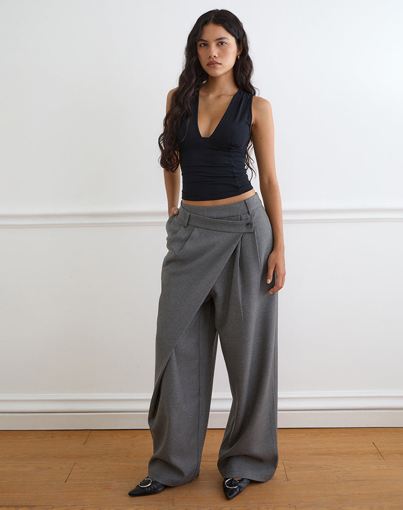 Kanna Asymmetric Trouser in Tailoring Charcoal