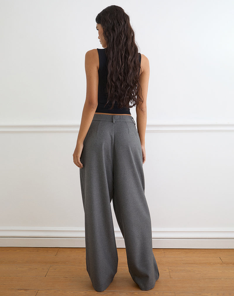 Kanna Asymmetric Trouser in Tailoring Charcoal